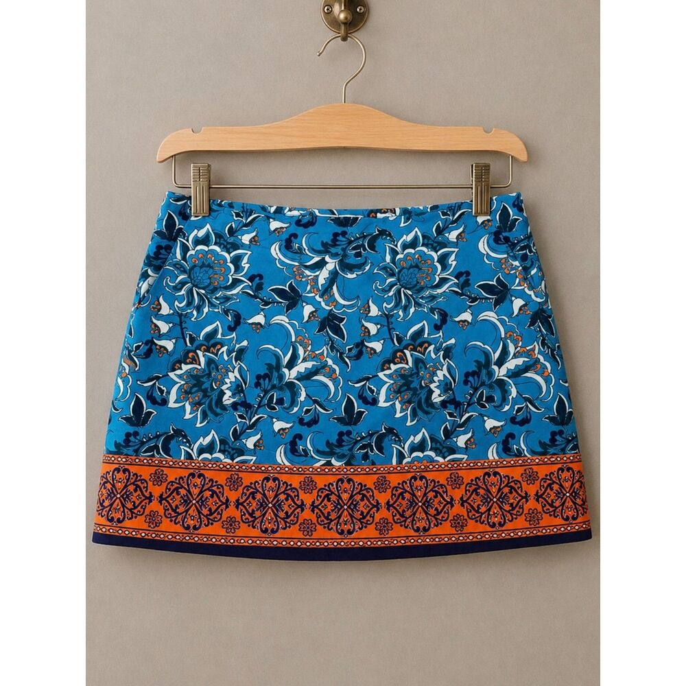 Lady Hagen Skort SZ 12 Blue Orange Floral Stretch Pull-On Pickleball Golf Tennis